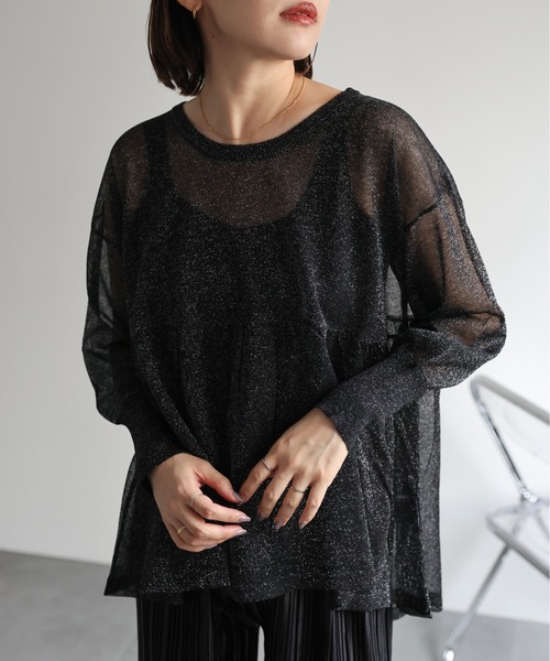 エストネーション　シアーペプラムニット　黒　フリーサイズ プロポーションボディドレッシング PROPORTION BODY DRESSING