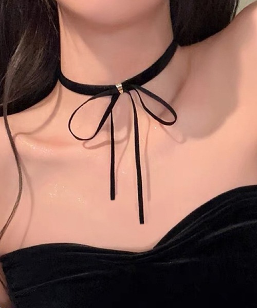 DiamondHearts チョーカー ベロアリボンチョーカー レディース