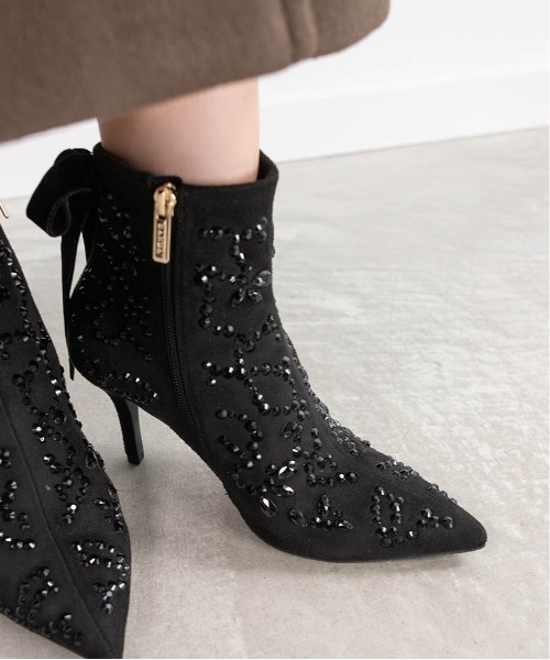 RANDA（ランダ） ブーツ ビジュー×リボン 2WAYショートブーツ