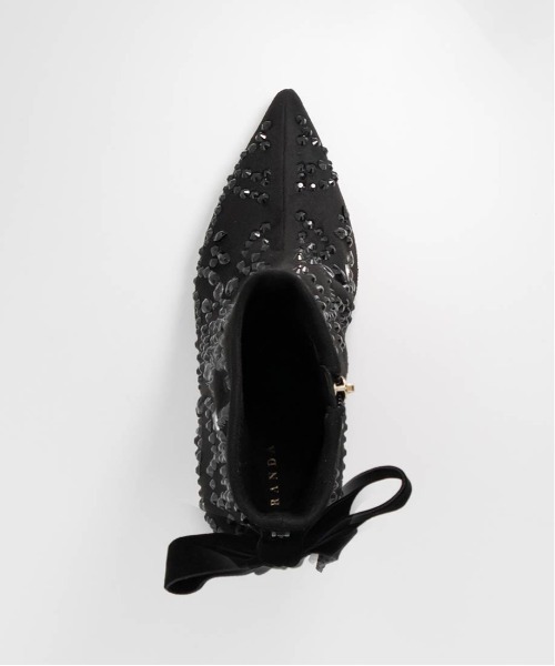 RANDA（ランダ） ブーツ ビジュー×リボン 2WAYショートブーツ