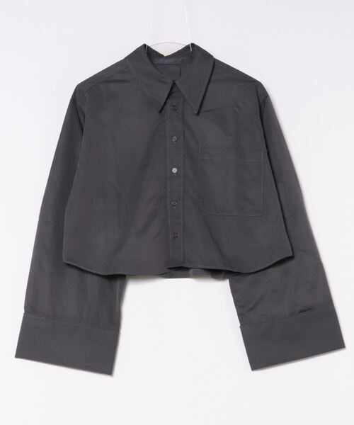 【未使用・タグ付】シルキーダブルクロスクロップドシャツ インフルエンサーコラボ】シルキーダブルクロスクロップドシャツ