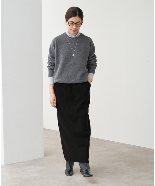 2025今期IENAイエナ☆WEB限定スーパーファインスムースニットスカートF黒 2025今期IENAイエナ☆WEB限定スーパーファインスムースニットスカートF