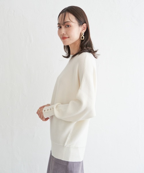 IKKA LOUNGE ニット セーター 横リブドルマンラメニットプル