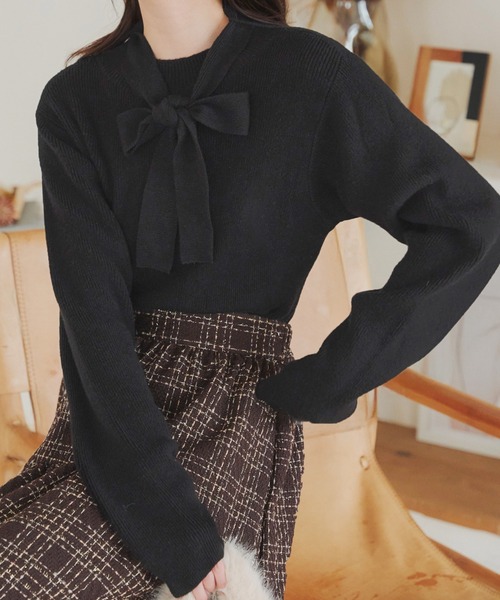 KOBE LETTUCE（神戸レタス） ニット セーター 2wayボウタイリボン