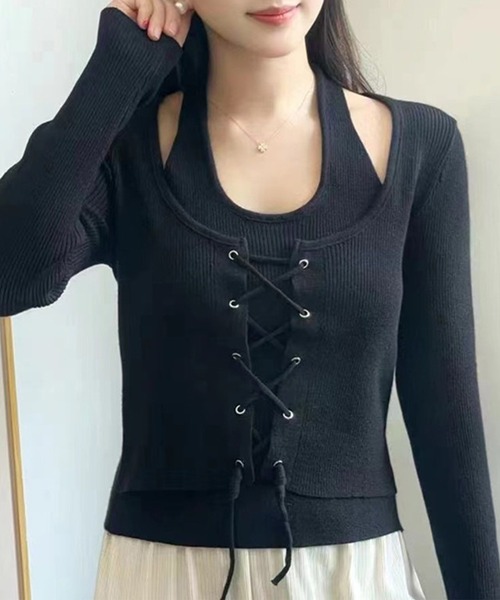 Lace Ladies（レースレディース） tシャツ ホルター ドッキング レース