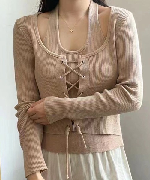 Lace Ladies（レースレディース） tシャツ ホルター ドッキング レース