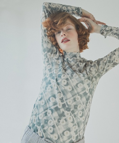 tシャツ フラワープリントシアートップ / Flower Print Sheer Top レディース LE CIEL BLEU tシャツ フラワープリントシアートップ / Flower