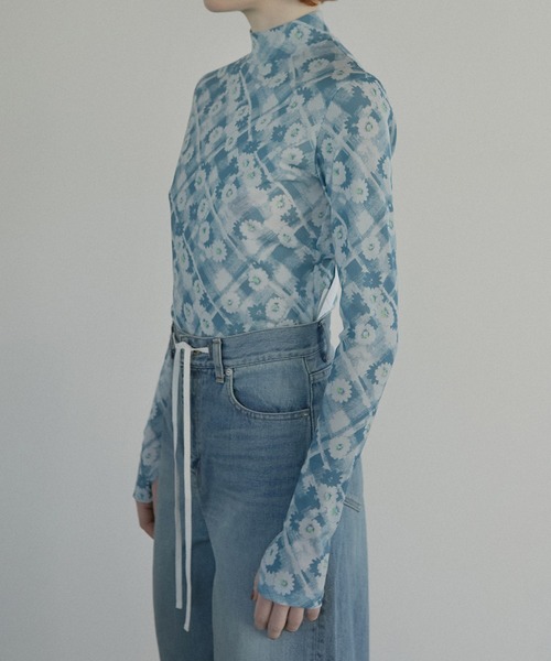 ルシェルブルー　花柄シアートップス 新品未使用 LE CIEL BLEU ルシェルブルー 花柄チュールシアー