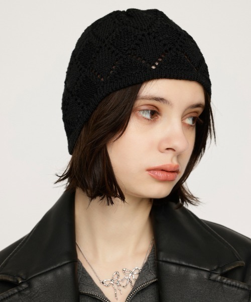 the_clesste ブラック コットンニットキャップ C” COTTON KNIT CAP 001 (BLACK)