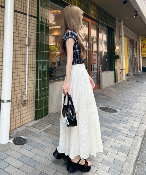 ✨小枝✨ IENA コットンレース　ティアードスカート　38 ホワイト IENA（イエナ） スカート コットンボイル レーススカート : ZOZOTOWN