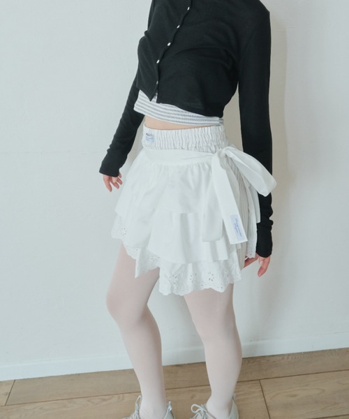 Smyeon スカート Multi ribbon tiered skirt/マルチリボン