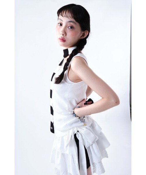 Smyeon スカート Multi ribbon tiered skirt/マルチリボンティアード