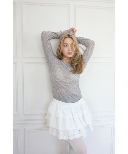 Smyeon スカート Multi ribbon tiered skirt/マルチリボンティアード