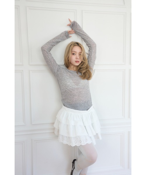 Smyeon スカート Multi ribbon tiered skirt/マルチリボンティアード