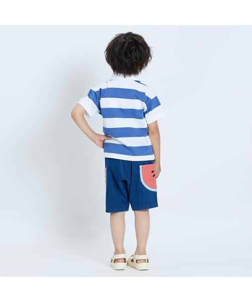 BIT'Z（ビッツ） ポロシャツ 沢山のワッペン付きボーダー半袖