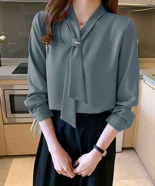 Sally Lunn ブラウス シャツ ネクタイネック長袖エレガント