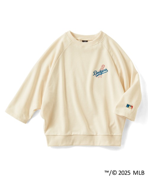 トレーナー スウェット ＩＥＤＩＴ　オリジナルＭＬＢデザインクーパーズタウンコレクション　往年のロゴを楽しむモモンガシルエットの八分袖スウェット レデ IEDIT[イディット] オリジナルMLBデザイン クーパーズタウン