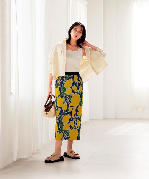 Jines（ジネス） スカート グラフィックジャージタイトスカート