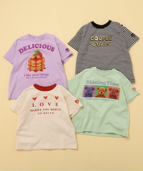 BREEZE（ブリーズ） tシャツ 袖ハート4色4柄半袖Tシャツ キッズ 子供服