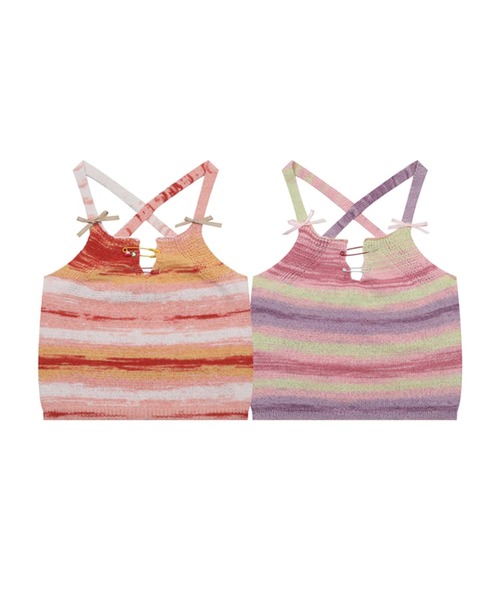 キャミソール 「HOOK」for girls グラデーションボーダーニットキャミ 