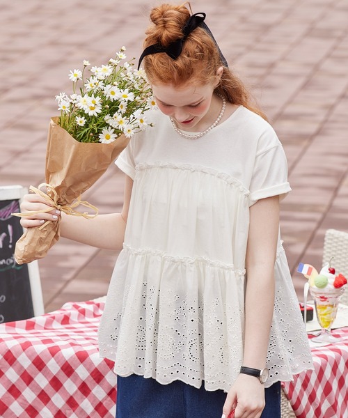 BONLECILL tシャツ ティアードコットンレースドッキングTEE BONLECILL tシャツ ティアードコットンレースドッキングTEE