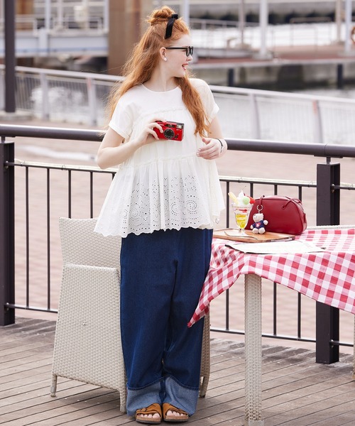 BONLECILL tシャツ ティアードコットンレースドッキングTEE