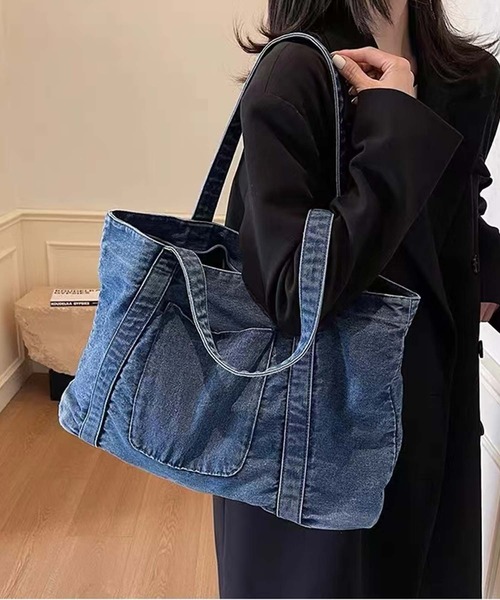 レディース トートバッグ きれいめ デニム デニムウオッシュ お洒落 ビンテージ aimoha ショルダーバッグ バッグ B.A.G. ヴィンテージ風デニム