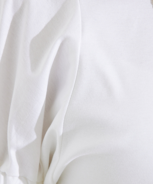 qualite tシャツ 袖ギャザーカットTOP/スリーブ半袖/夏服