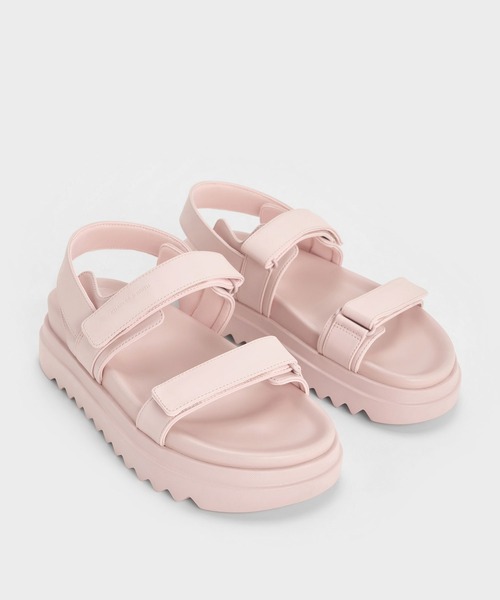 CHARLES ＆ KEITH サンダル ダブルストラップ フラットフォーム