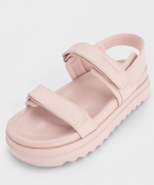 CHARLES ＆ KEITH サンダル ダブルストラップ フラットフォーム