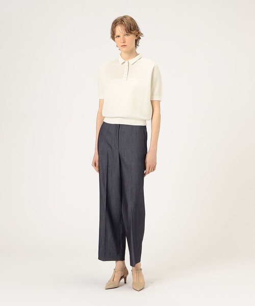 Ballsey ニット セーター パールメッシュコンビ ポロカラープル
