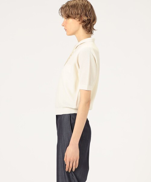 Ballsey ニット セーター パールメッシュコンビ ポロカラープル