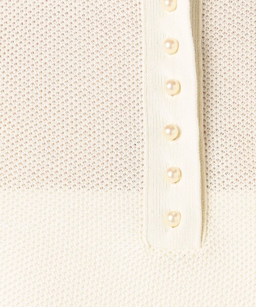 Ballsey ニット セーター パールメッシュコンビ ポロカラープル