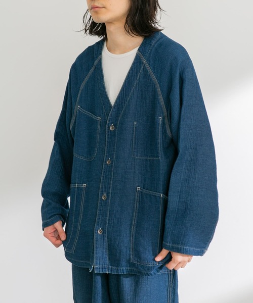 デニムジャケット gジャン WHEIR ノーカラージャケット メンズ