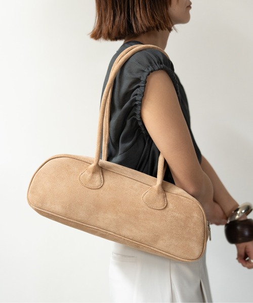 グレー スエード ボストンバッグ　kudu革ボストンバッグ　シンプル　秋冬バッグ グレー スエード ボストンバッグ kudu革ボストンバッグ シンプル 秋冬