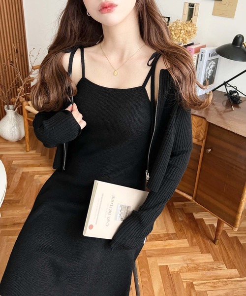 moment+ ワンピース 「セットアップワンピース」ジップアップ