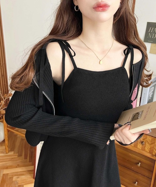 moment+ ワンピース 「セットアップワンピース」ジップアップ