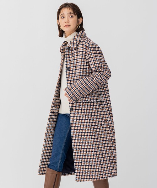 【新品】23区 チェスターコート タータンチェック ロング 38 M相当 23区（ニジュウサンク） チェスターコート 40 ブラウン レディース