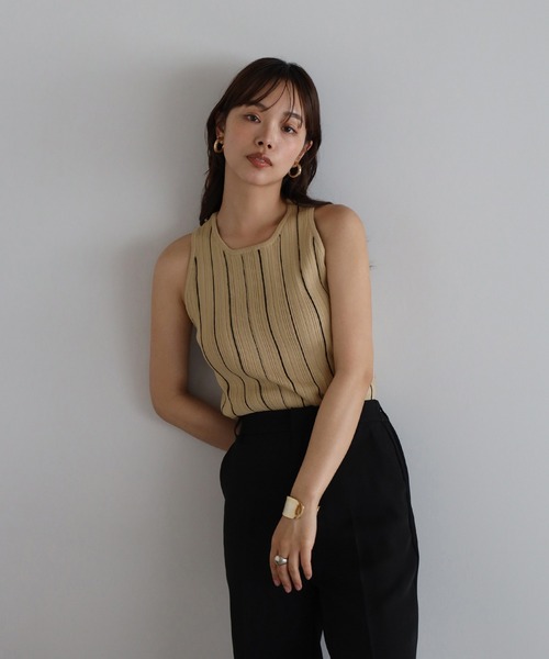 AKIO ストライプ タンクトップ HORIZONTAL STRIPES TANK TOP/ホライゾンタル ストライプ タンクトップ