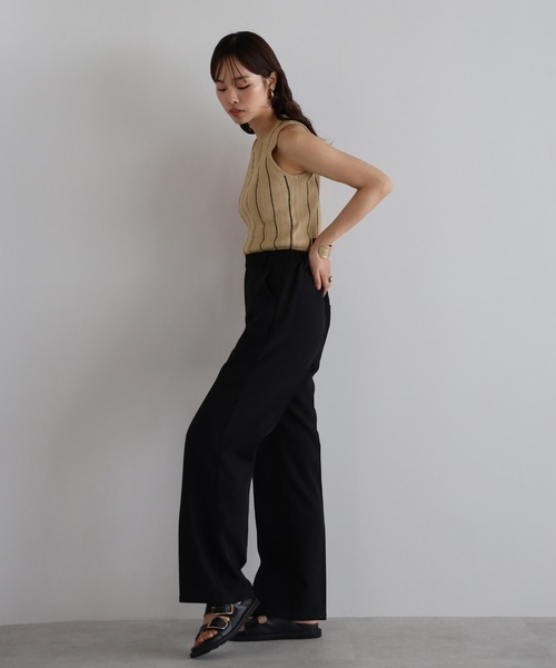 ENC タンクトップ ノースリーブ stripe american sleeve knit tank top