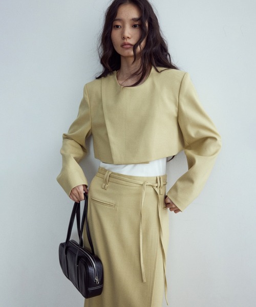 80〜90s FRANCE vintage DECADE クロップド ジャケット DECADE CLASSIC（ディケイドクラシック） ジャケット ノーカラー