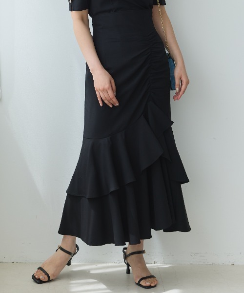 And Couture スカート アシメギャザーフリルマーメイドスカート