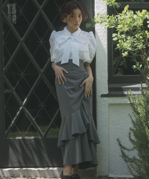 And Couture スカート アシメギャザーフリルマーメイドスカート