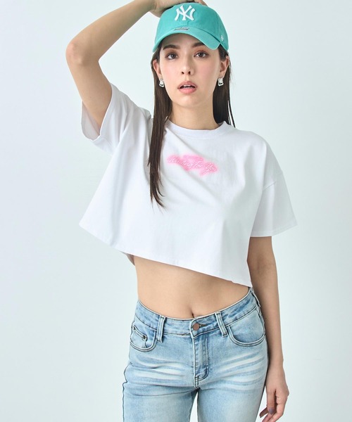 ANAP（アナップ） tシャツ クロップド ネオンロゴ Tシャツ レディース