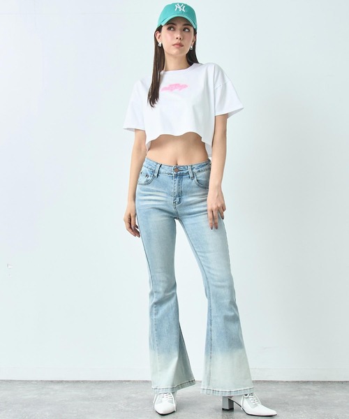 ANAP（アナップ） tシャツ 半袖 クロップド ネオンロゴ Tシャツ
