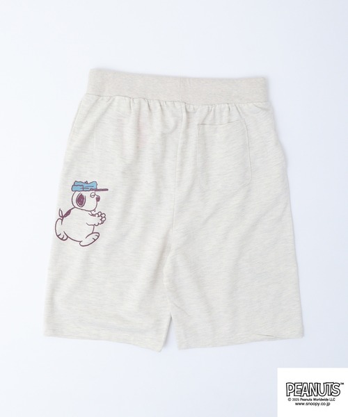 PEANUTS ハーフパンツ パンツ 短パン カレッジ柄プリントミニ裏毛