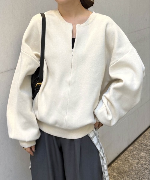 RANAN（ラナン） ニット セーター ハーフジップスウェットライクニット