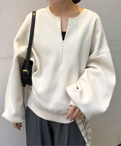 RANAN（ラナン） ニット セーター ハーフジップスウェットライクニット