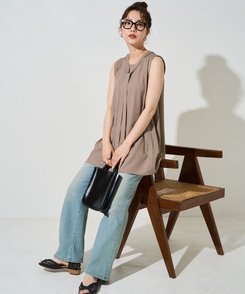 プリーツプリーズ　ボウタイブラウス　美品　サイズ3 ノースリーブ PLEATS PLEASE ISSEY MIYAKE - プリーツプリーズ ボウタイブラウス 美