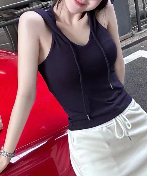 Chick タンクトップ ノースリーブ Camisole with hood / フード付き